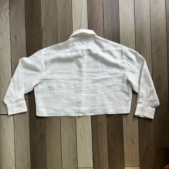 Zara Cropped Linen Women’s Shirt | Size: Small - Picture 5 of 7
